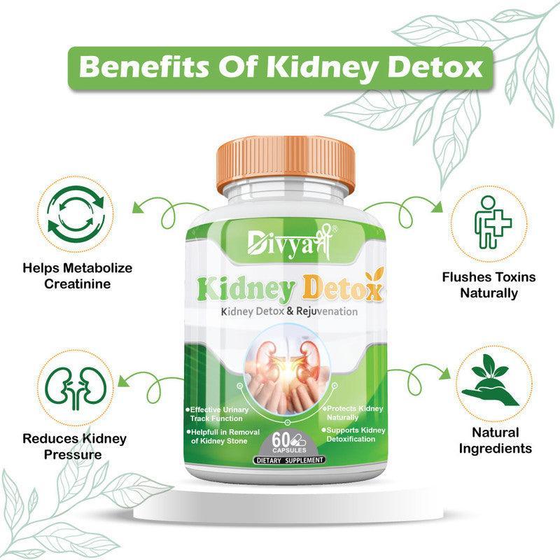 Divya Shree Kidney Detox Capsule Improve Kidney Function, Reduce Urine Related Problems, Remove Kidney Stone, Kidney Stone Treatment 60 Capsule, Jeevan Care Ayuveda