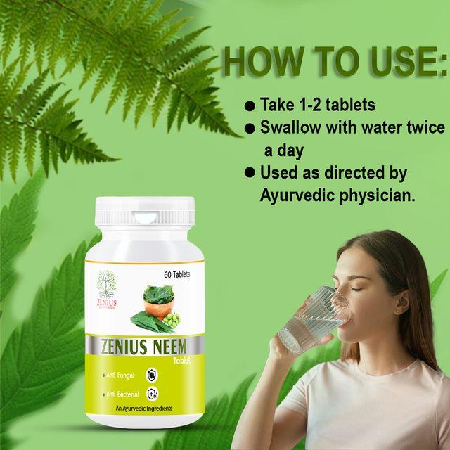 Zenius Neem Giloy Tulsi Tablets - for Immunity Boost, Detoxification, and Health Support - 60 Tablets