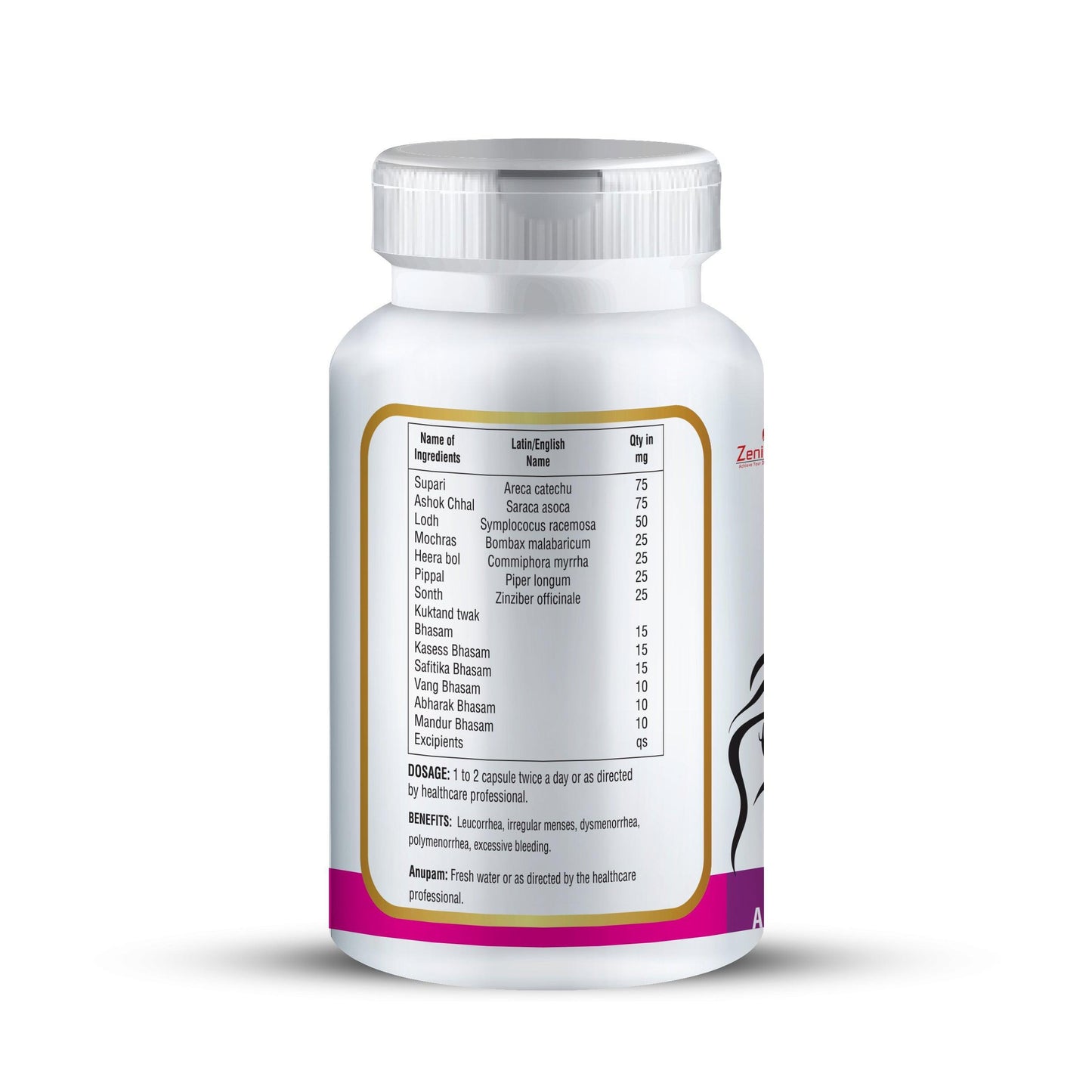 Zenius Lady Care Capsule for Leucorrhoea/White Discharge - 60 Capsules