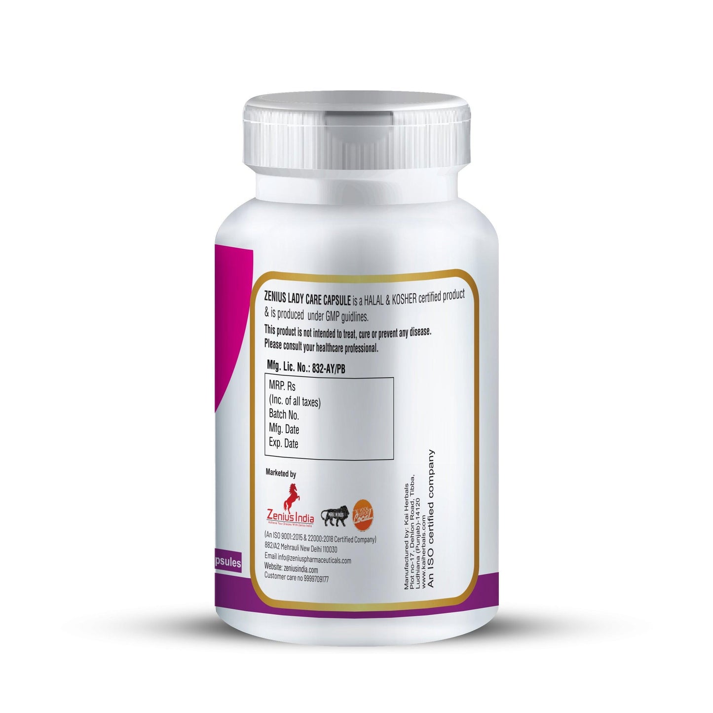 Zenius Lady Care Capsule for Leucorrhoea/White Discharge - 60 Capsules