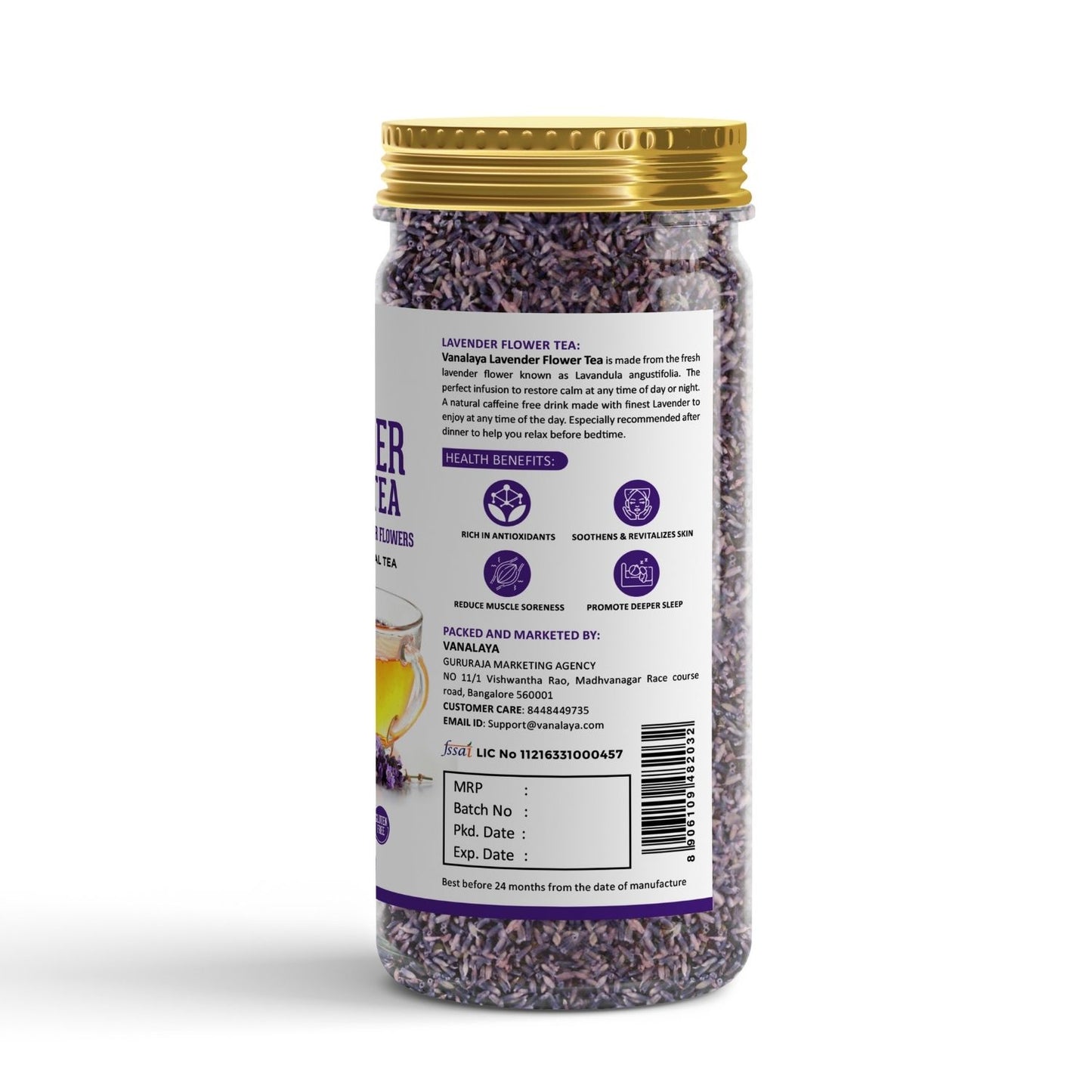 Vanalaya Organic Lavender Flower Tea from Sun Dried Flowers For Stress Relief 30gm