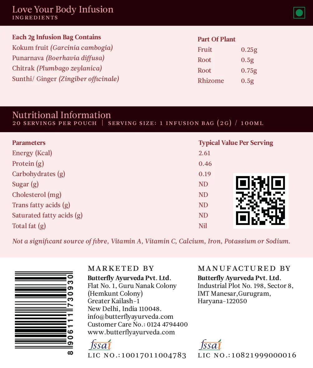 Butterfly Ayurveda Love Your Body 20 Tea Bags (40gm)