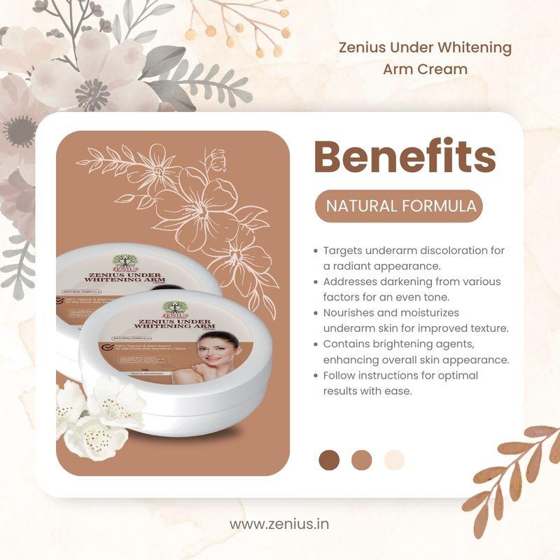 Zenius Under Whitening Arm Cream - for Underarm Whitening and Glow Enhancement - 50gm Cream