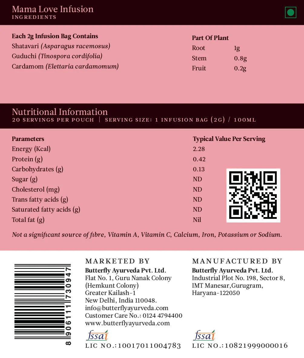 Butterfly Ayurveda Mama Love 20 Tea Bags (40gm)