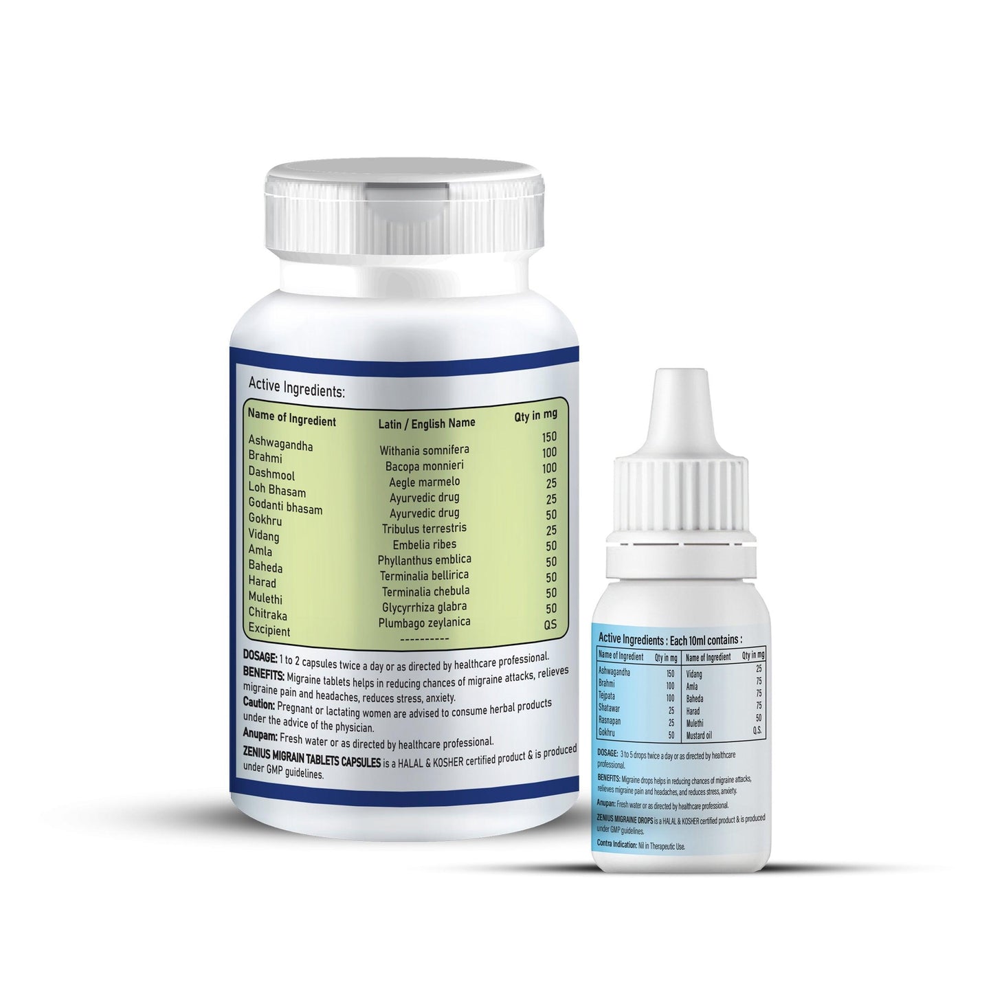 Zenius Combo Pack of Migrain Tablet & Migrain Drops