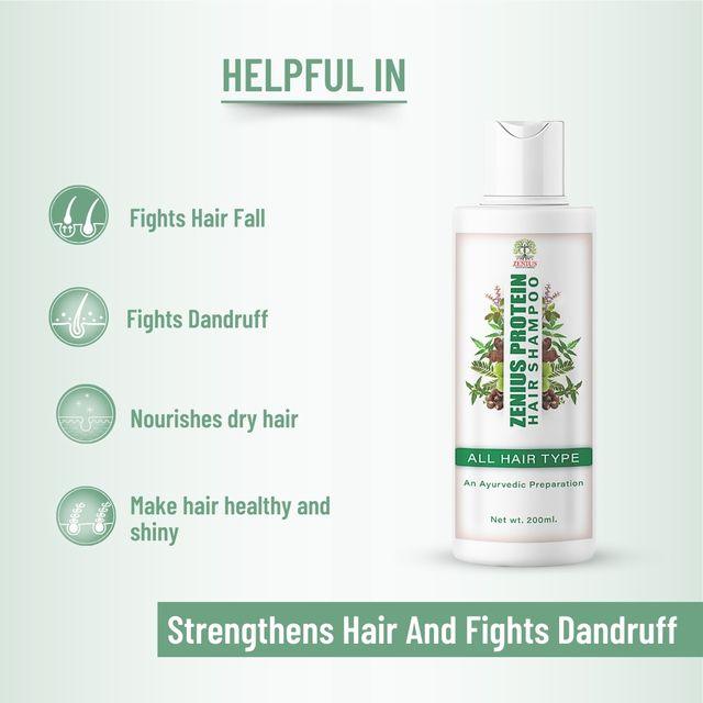 Zenius Protein Hair Shampoo - for Dandruff Removal and Unwanted Hair Control - 200ml Liquid