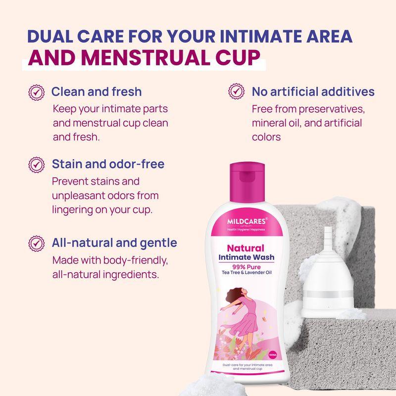 Mildcares Reusable Menstrual Cup with Cup Wash 100ml for Women ph. balance - Ultra Soft, Odor and Rash Free, No Leakage, Protection for Up to 10-12 Hours
