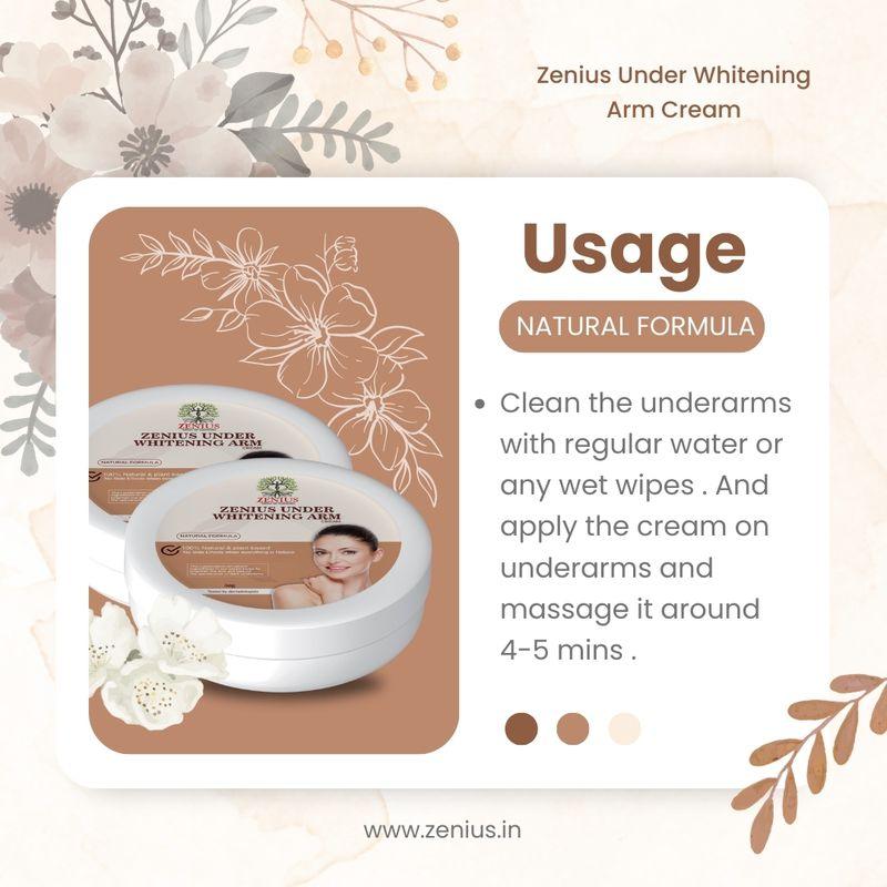 Zenius Under Whitening Arm Cream - for Underarm Whitening and Glow Enhancement - 50gm Cream
