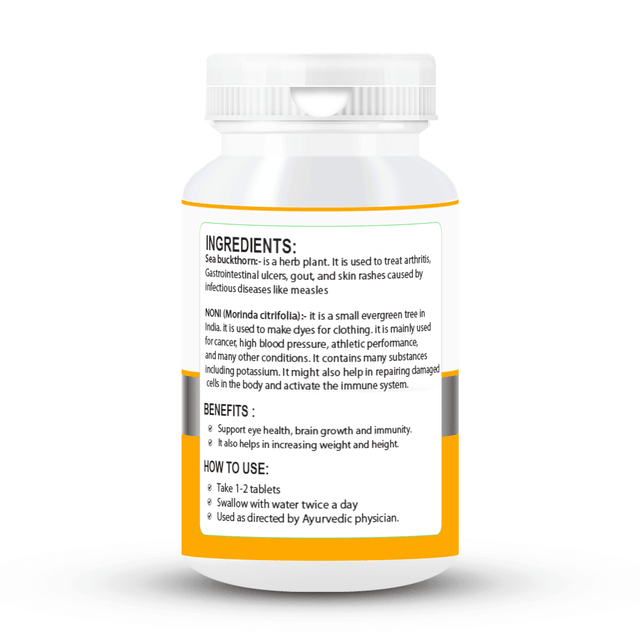 Zenius Noni + Sea Buckthorn Tablets - Powerful Antioxidant Tablets for Immunity, Skin Health, and Detoxification - 60 Tablets