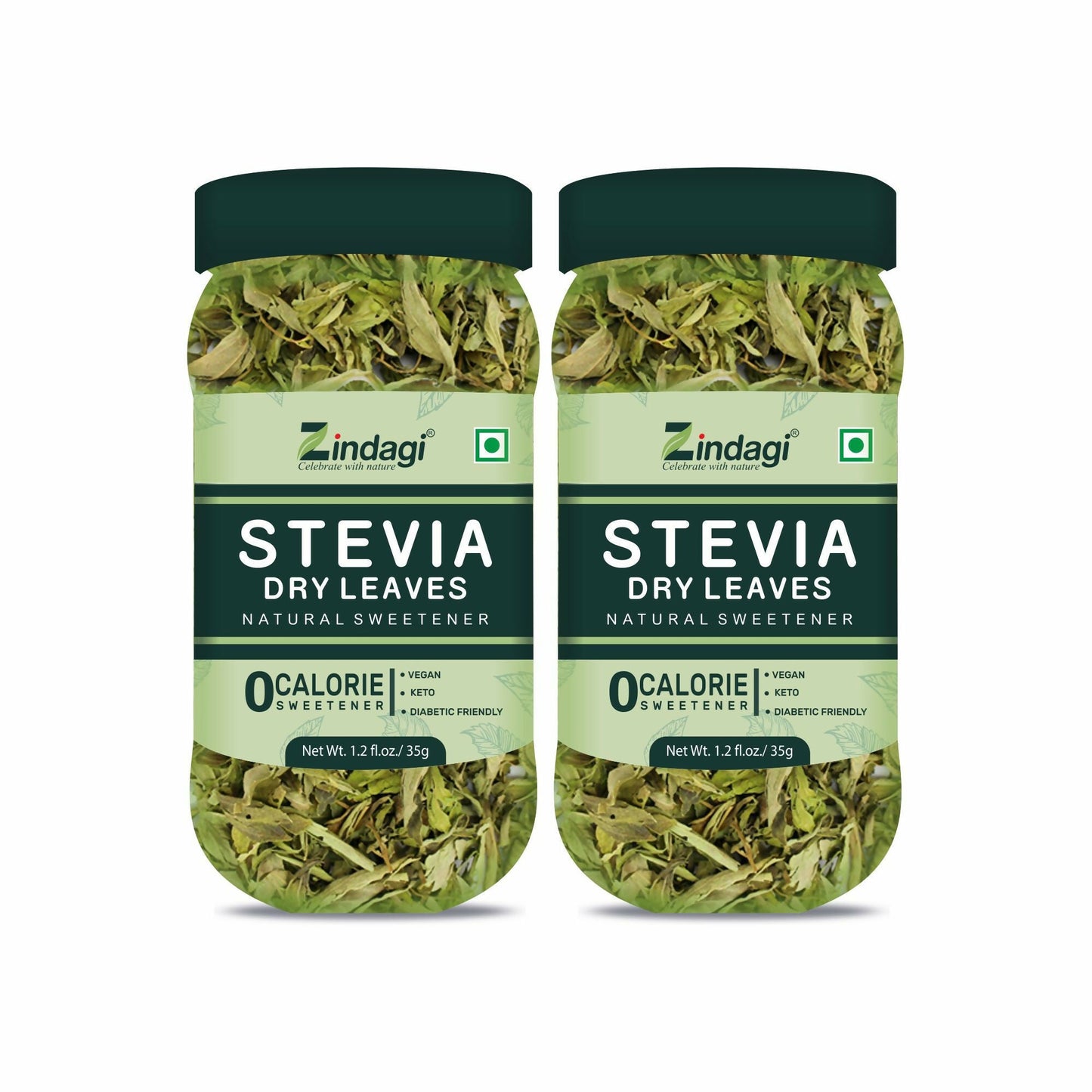 Zindagi Stevia Dry Leaves - Pure Sugarfree Stevia Leaf (Pack of 2) Each 35gm