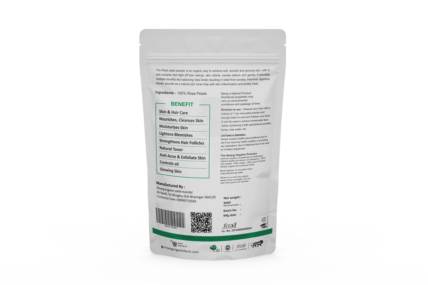 Nisarg Organic Farm Red Rose Petals Powder