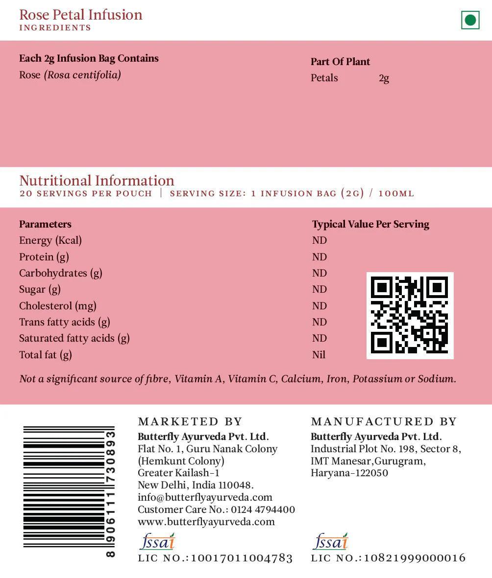Butterfly Ayurveda Rose Petal 20 Tea Bags