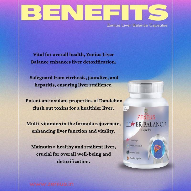 Zenius Liver Balance Capsules - Liver Detox Capsules for Liver and Digestive Health Improvement - 60 Capsules