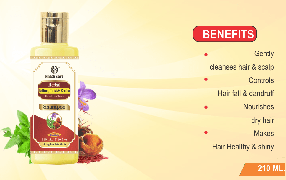 Khadi Care Herbal Saffron, Tulsi & Reetha Shampoo - 210ml