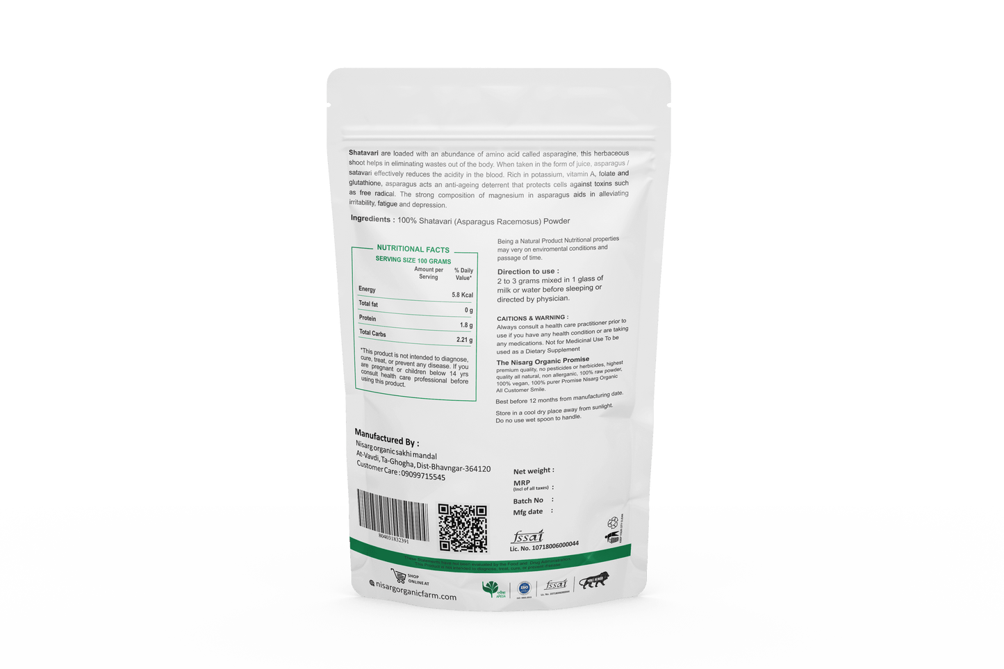 Nisarg Organic Farm Shatavari Powder