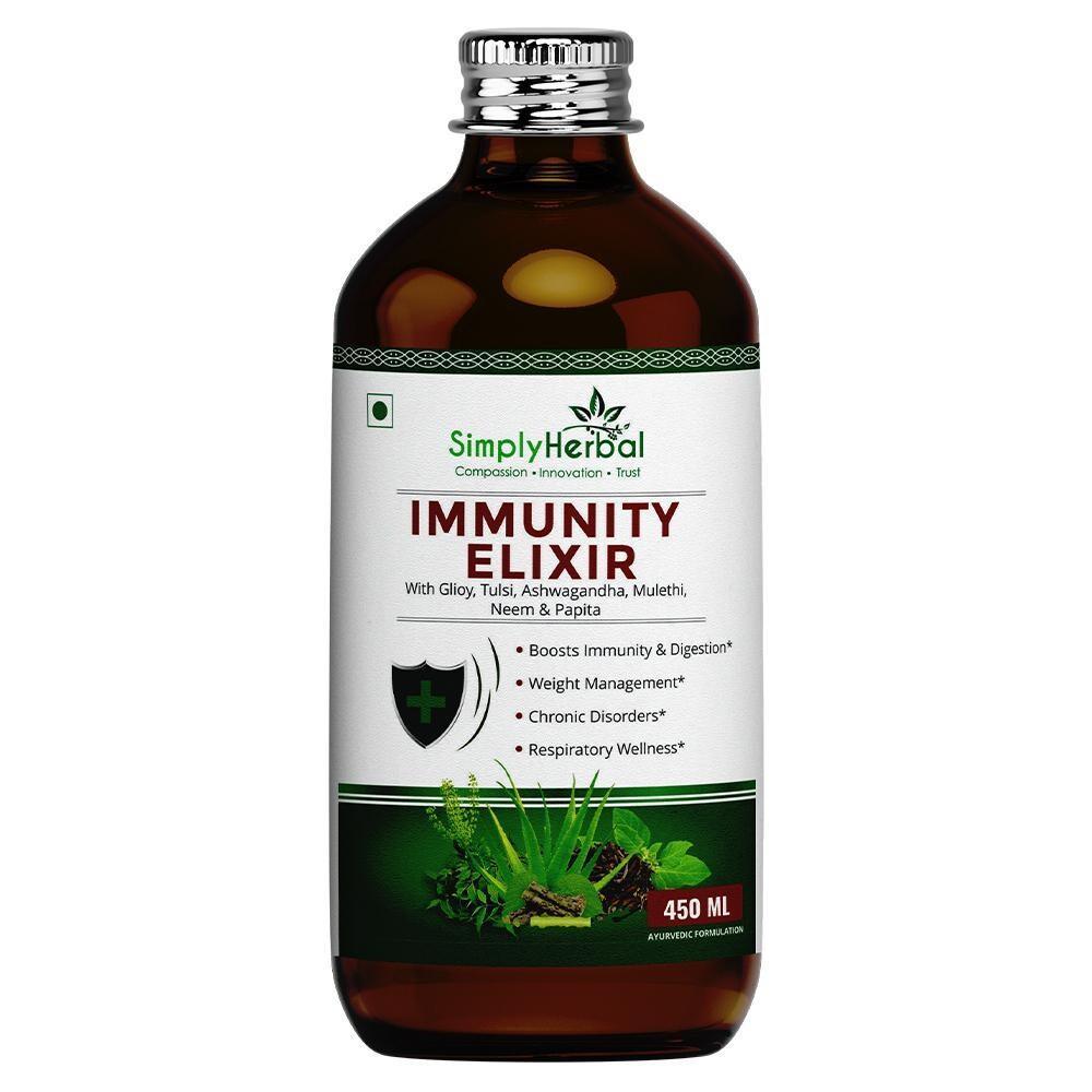 Simply Herbal Super Immunity Elixir Enriched with Giloy, Tulsi, Neem, Papita & Ashwagandha (Pack of 2 & 3)