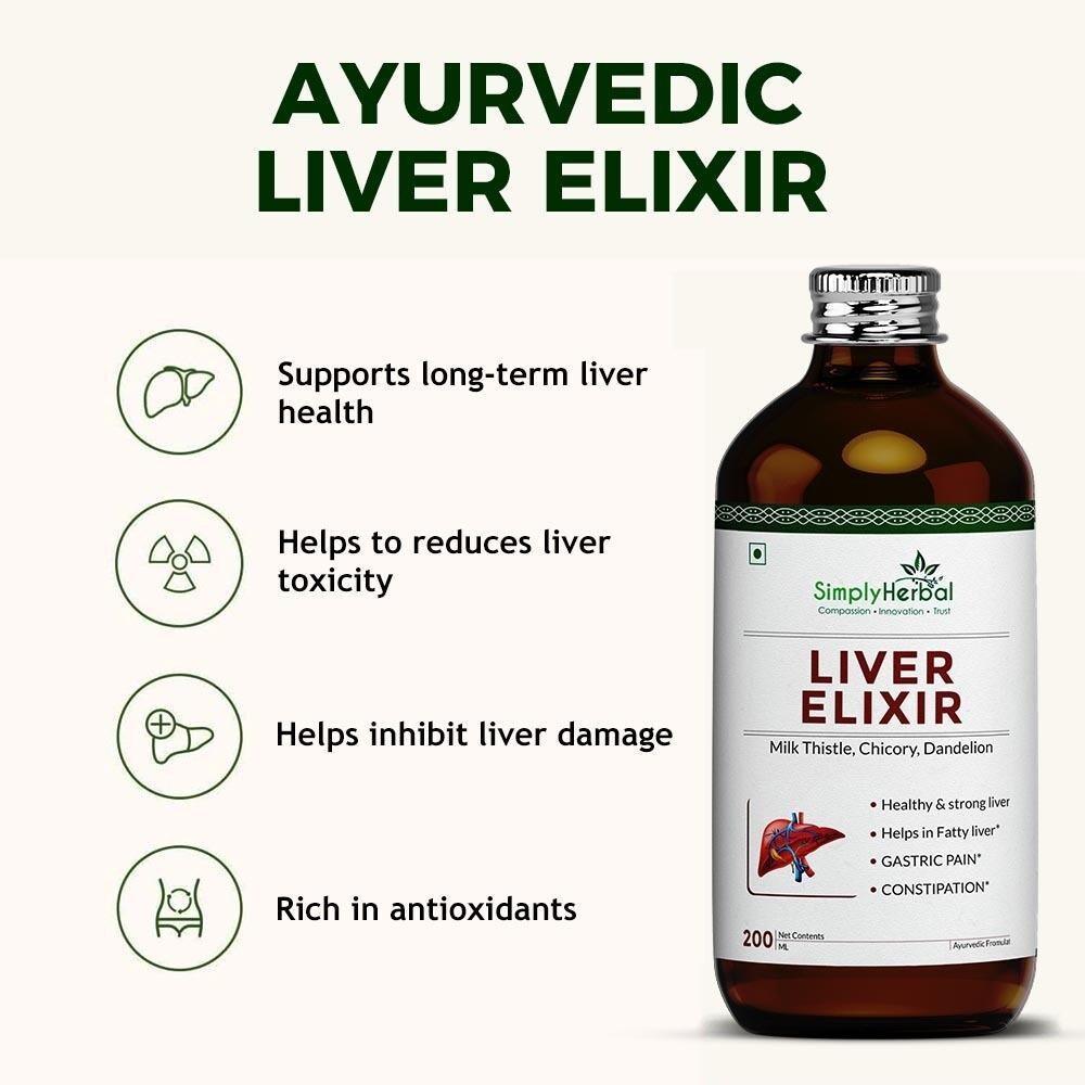 Simply Herbal Super Liver Elixir Enriched With Milk Thistle,Chicory for Strong & Healthy Liver - 200ml Elixir - Pack of 2
