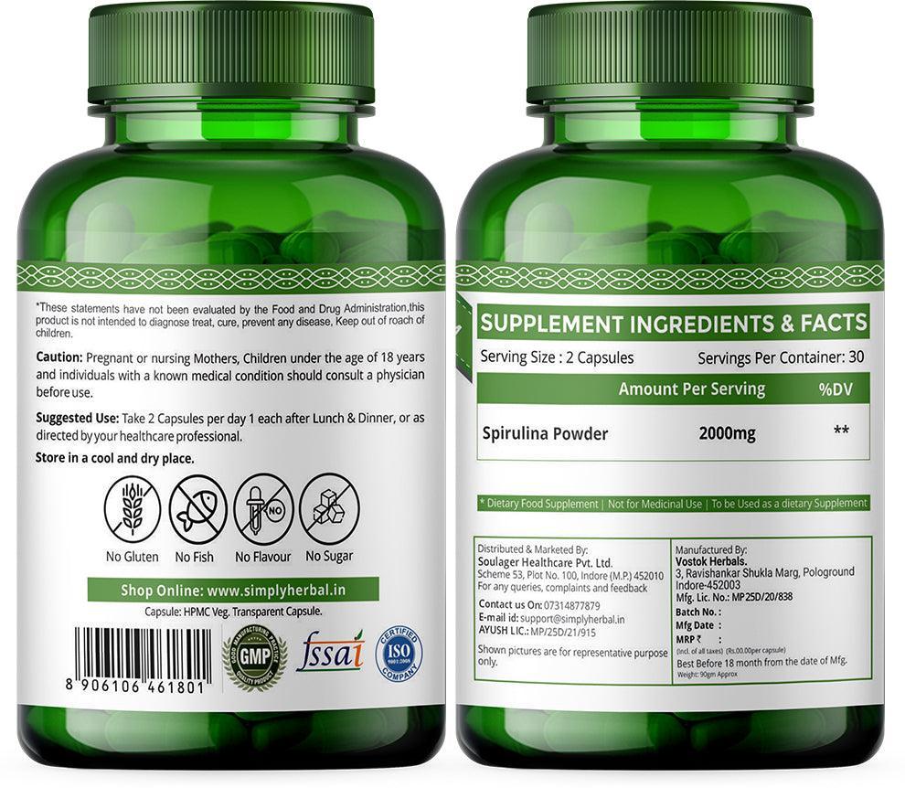 Simply Herbal Spirulina Capsules - 60 Capsules