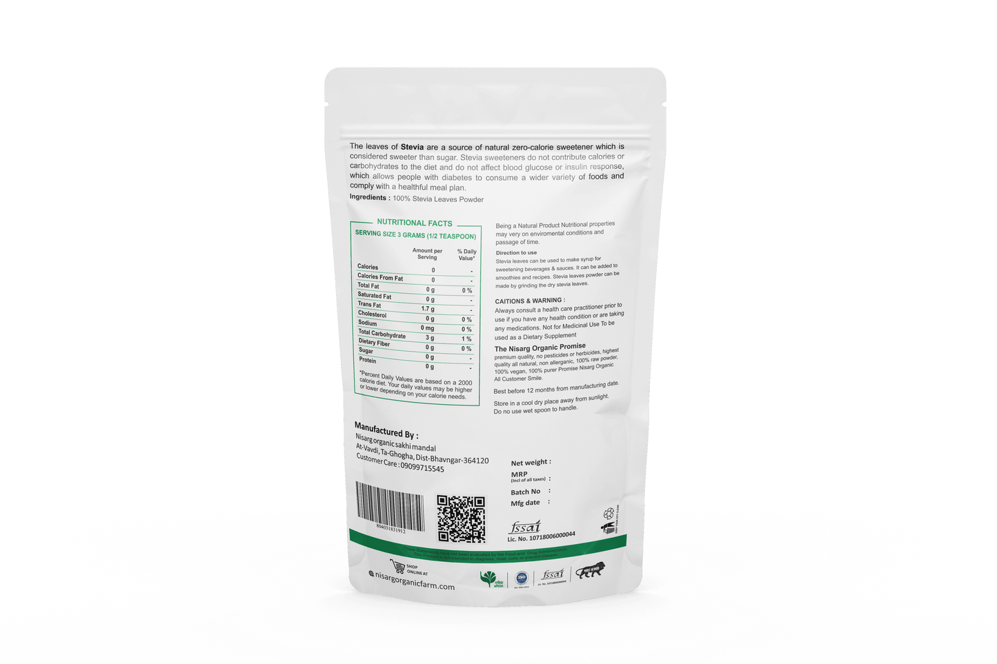 Nisarg Organic Farm Stevia Leaf Powder