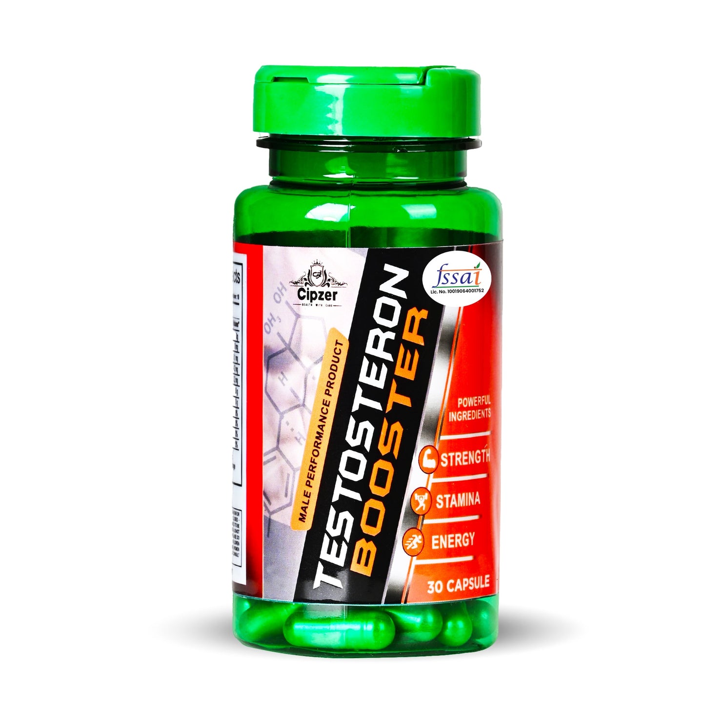 Cipzer Testosterone Booster 30 Capsules | Natural Muscle Growth, Energy, Stamina & Performance Support