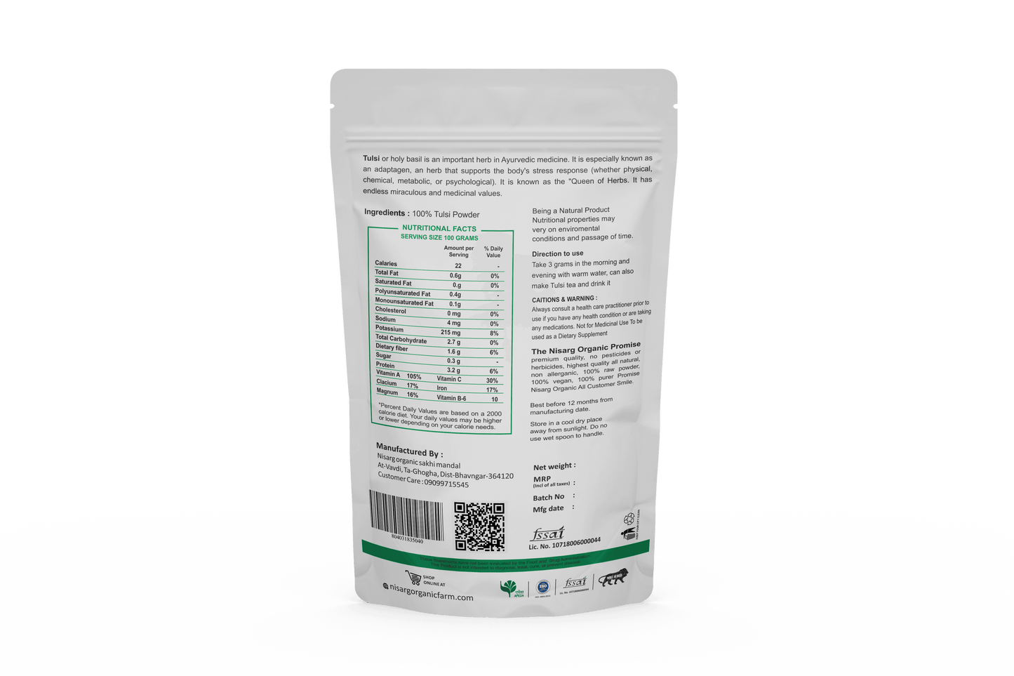 Nisarg Organic Farm Tulsi Powder