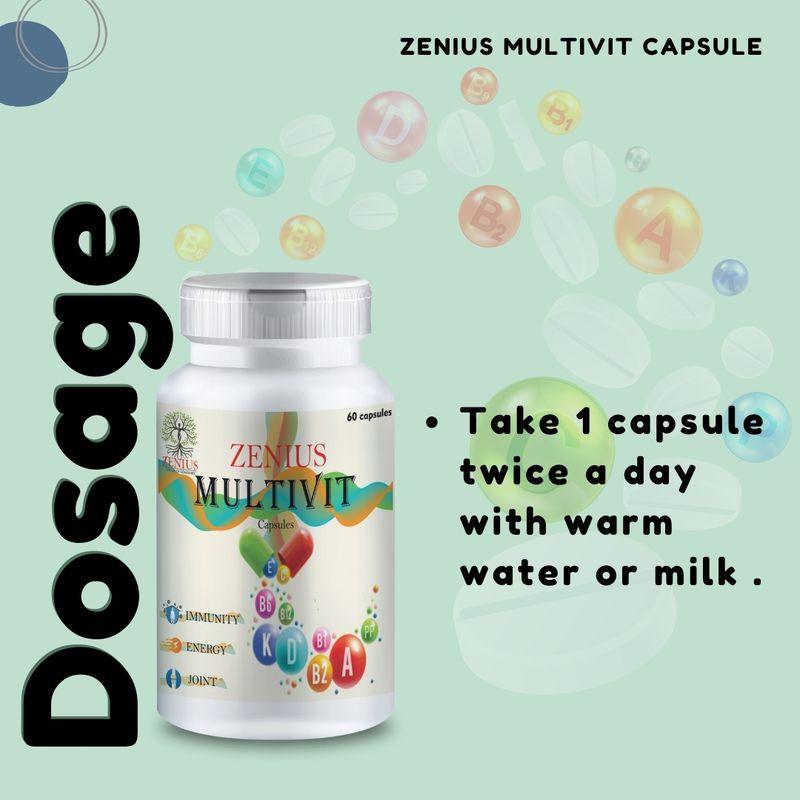 Zenius Multivit Capsules - Multivitamin Capsules for Immunity, Joint Pain Relief, and Energy Boost - 60 Capsules