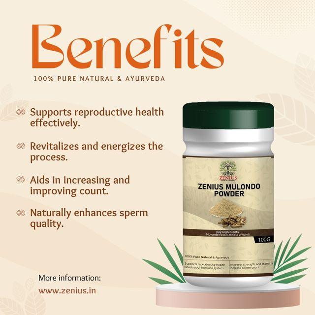 Zenius Mulondo Powder - Sperm Count Increase Supplements for Hormones Growth and Sexual Health - 100gm Powder