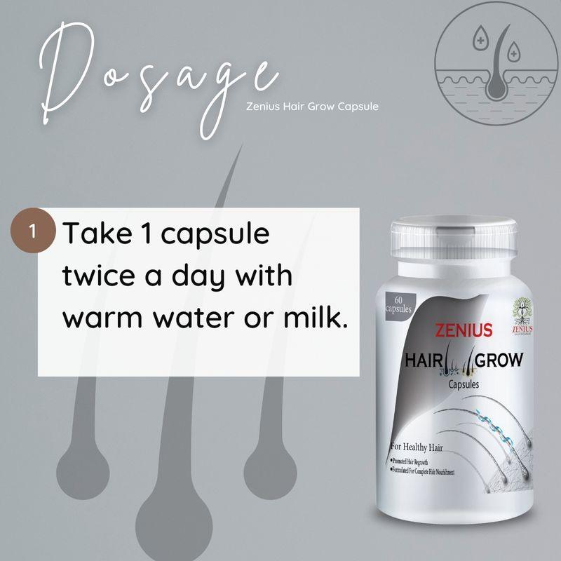 Zenius Hair Grow Capsules - Hair Growth Capsules for Hair Growth, Smoothening, and Treatment - 60 Capsules