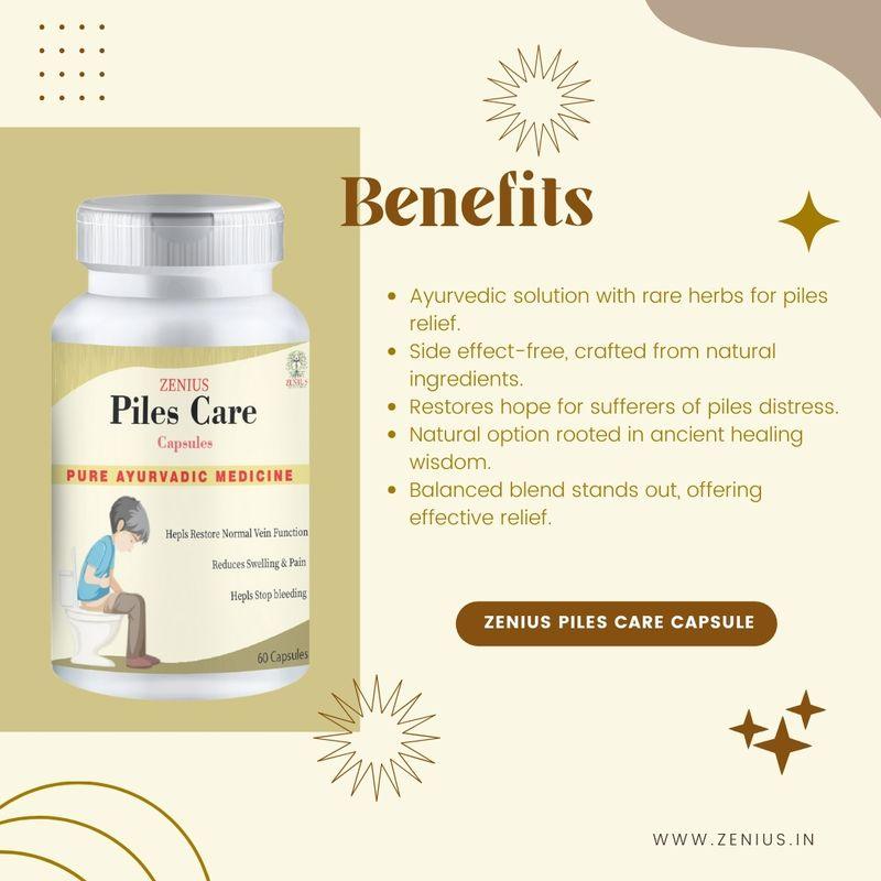 Zenius Piles Care Capsules - Hemorrhoids Capsules and Tablets for Piles Treatment and Relief - 60 Capsules