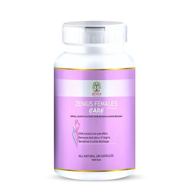 Zenius Females Care Capsules - White Discharge Medicine for Leucorrhoea and Female Health Care - 60 Capsules