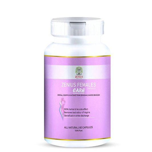 Zenius Females Care Capsules - White Discharge Medicine for Leucorrhoea and Female Health Care - 60 Capsules