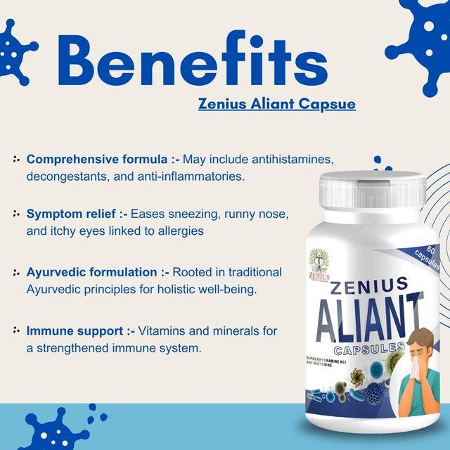 Zenius Aliant Capsules - Allergy Care Capsule, Immunity Booster Supplement, Relief from Allergies - 60 Capsules