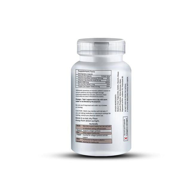 Zenius Hair Skin & Nails Capsules - for Multivitamins, Hair, Skin, and Nails Health - 60 Capsules