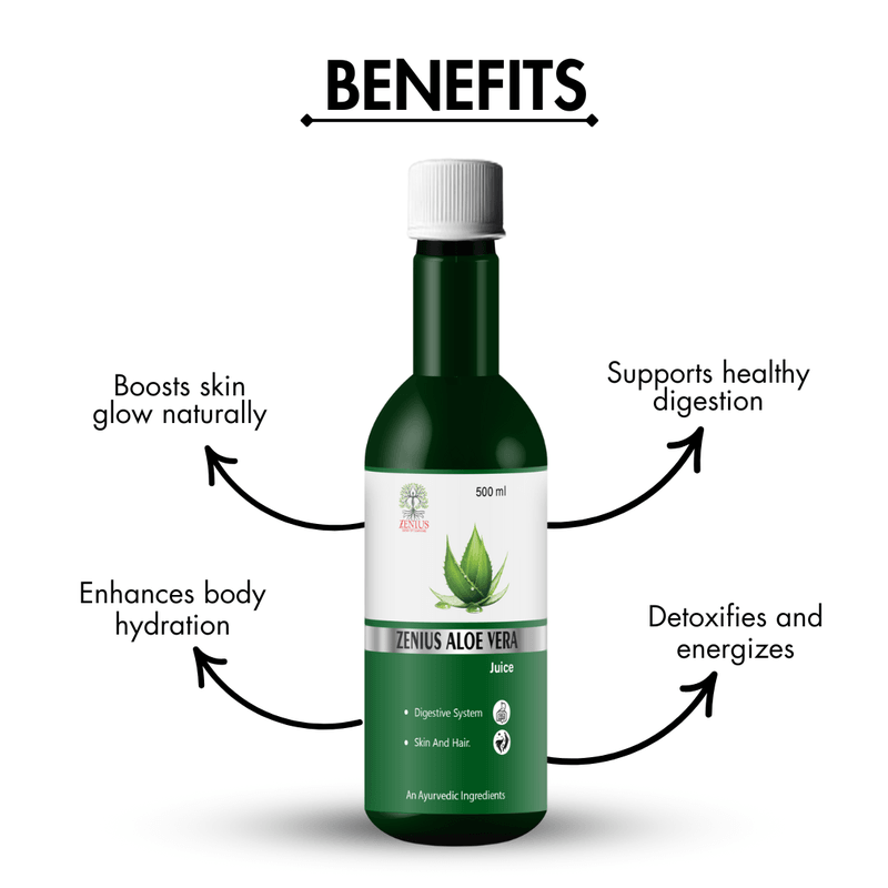 Zenius Aloevera Juice for Skin Glow, Better Digestion, and Hydration - 500ml Juices