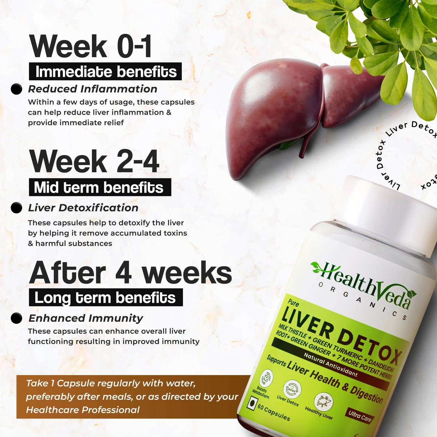 Health Veda Organics Liver Detox Capsules - 60 Veg Capsules