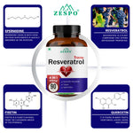 Zespo Trans-Resveratrol 4 in 1 – 455 mg Per Capsule with Quercetin Dihydrate, Fisetin & Spermidine – Supports Healthy Aging & Cellular Wellness – 90 Capsules