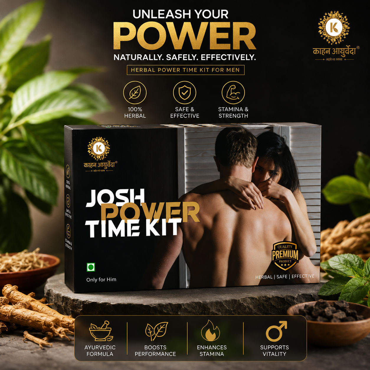 Josh Power Time Kit for Men | 30 Days Wellness Kit | Herbal Wellness Support Formula | Premium Daily Care Kit