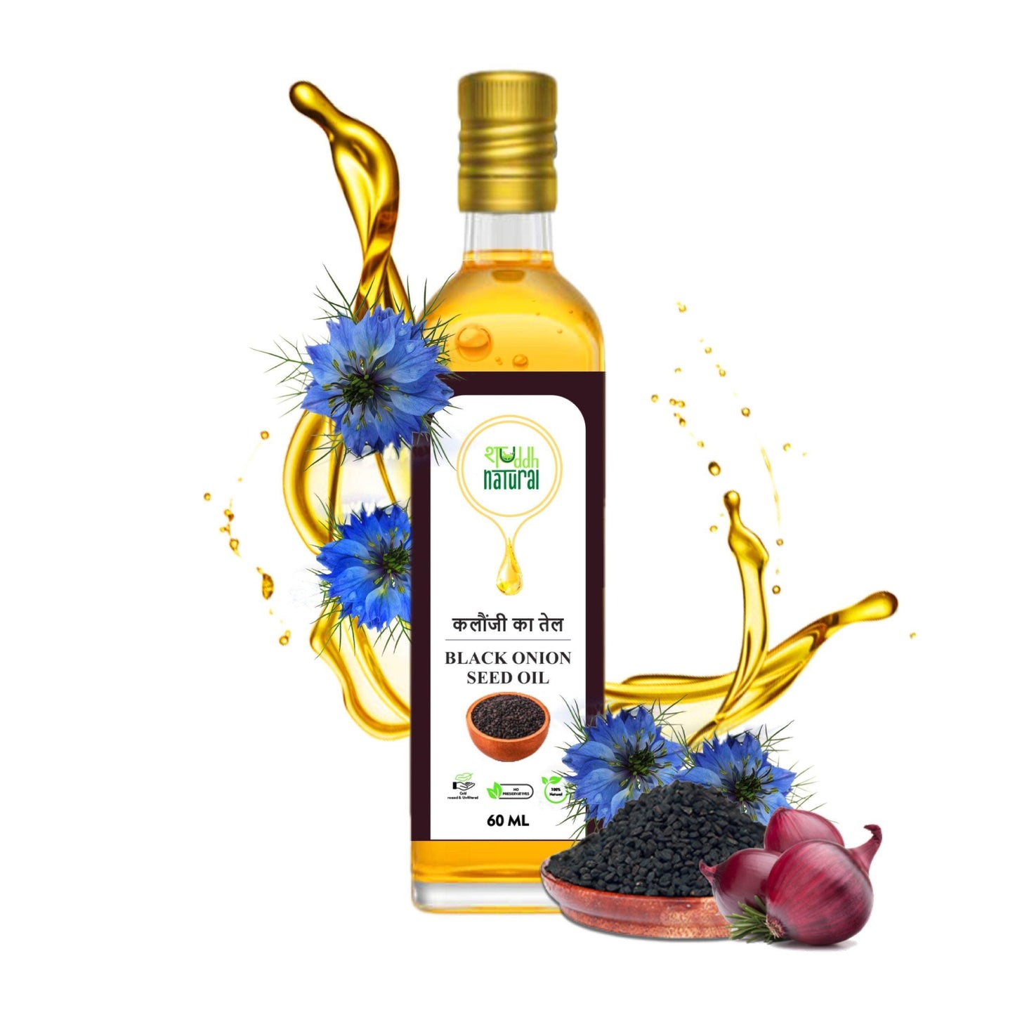 Shuddh Natural Black Onion Seed Oil I Control Hair Fall | Acne Treatment I 60ML