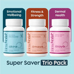 Menoveda Menopause Supplement For Women - Trio Pack For Emotional Well Being, Fitness, Strength and Dermal Health