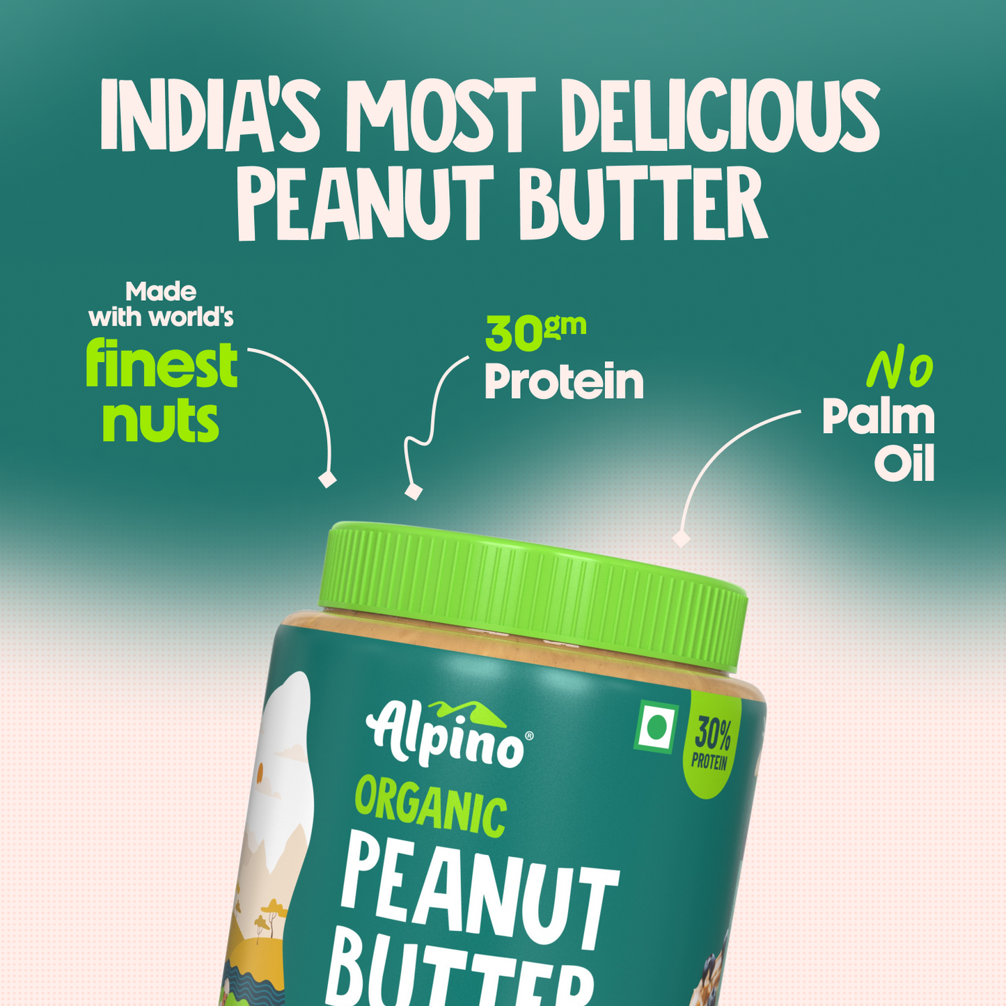 Alpino Organic Crunch Peanut Butter, 1 kg