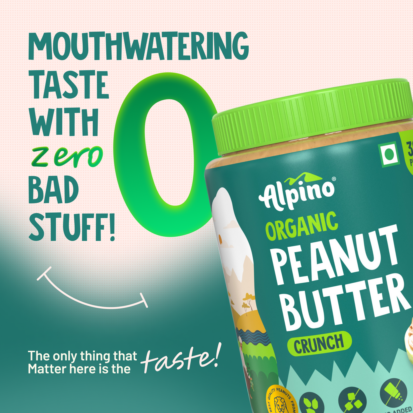 Alpino Organic Crunch Peanut Butter, 1 kg