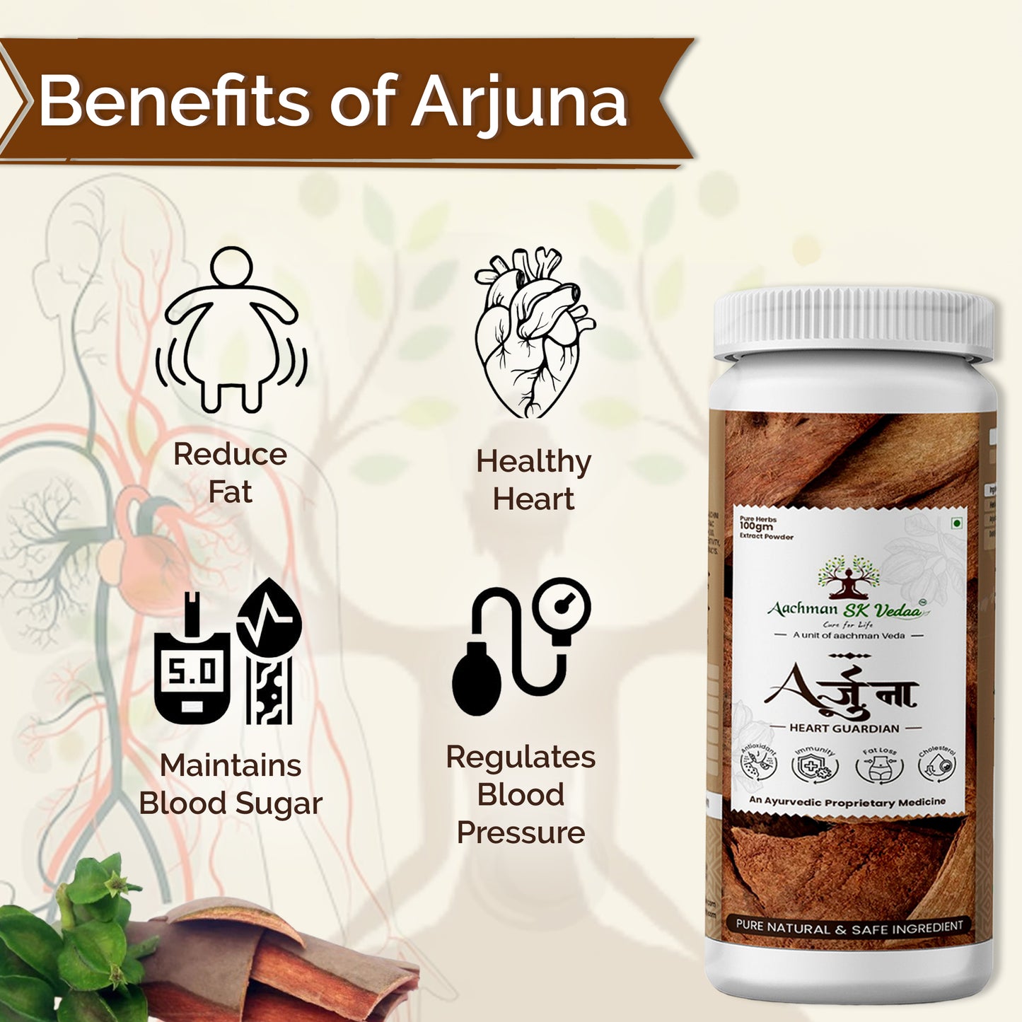 Aachman Veda Arjuna Amla Extract Powder (100 gm)