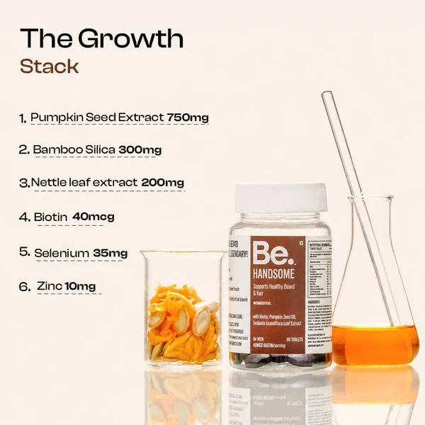 Be. Handsome Supports Healthy Beard & Hair Tablet for Men - 60 Tablets