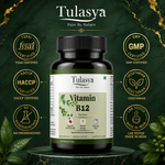 Tulasya Plant-Based Vitamin B12 2.2mcg (60 Veg Capsules) | 100% Daily Value (RDA) | Daily Energy, Nerve & Red Blood Cell Support