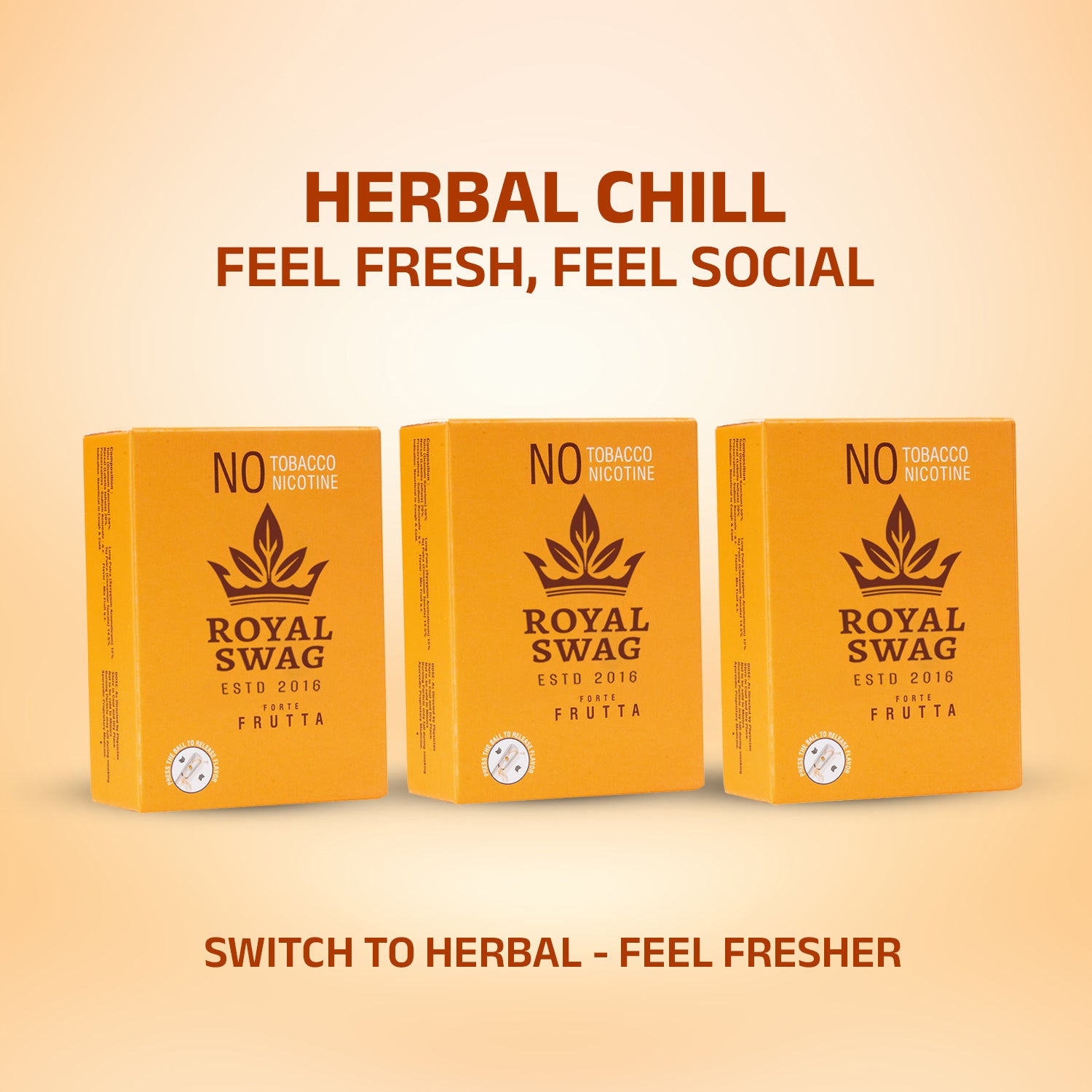 Royal Swag Herbal Cigarettes Frutta Flavour - Tobacco Free (60 Sticks - Pack of 3)