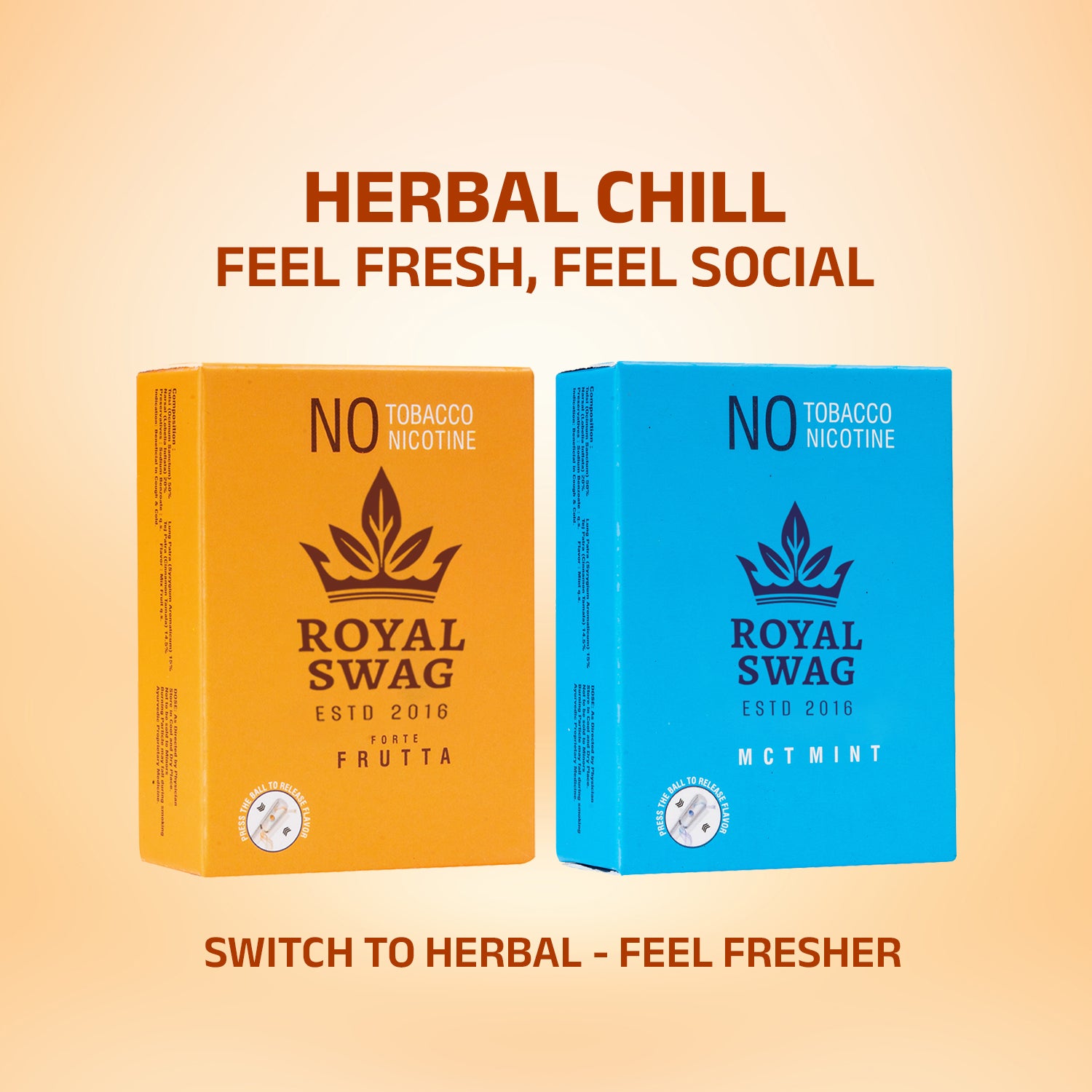 Royal Swag Herbal Cigarettes Frutta & Mint Flavour - Tobacco Free (20 Sticks - 1 Pack)