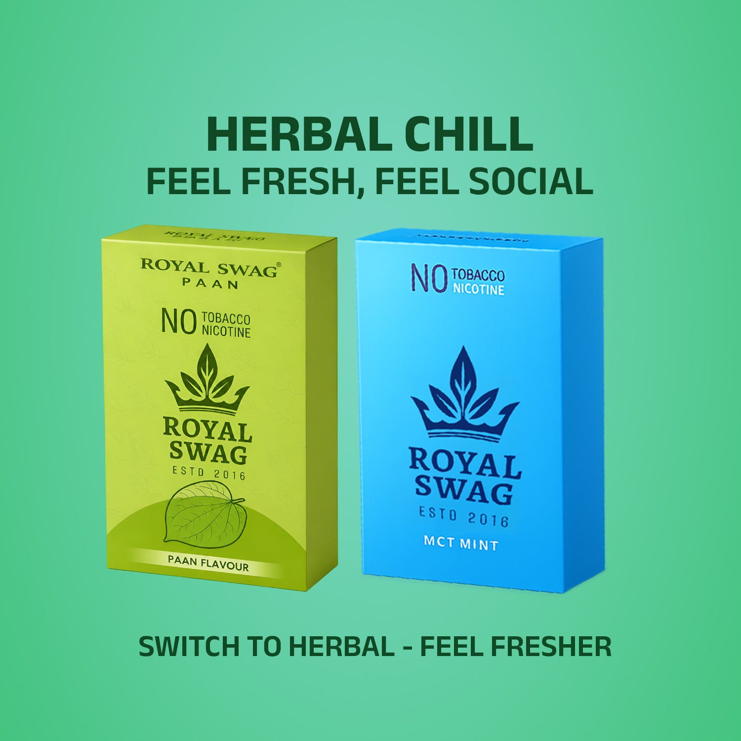 Royal Swag Herbal Cigarettes Paan & Mint Flavour - Tobacco Free (Pack of 2)
