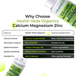 Health Veda Organics Calcium Magnesium Zinc with D3 & B12 Tablets - (60 Tablets)