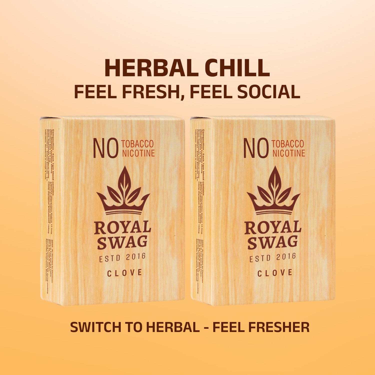 Royal Swag King Size Herbal Cigarettes Clove Flavour - Tobacco Free (40 Sticks)