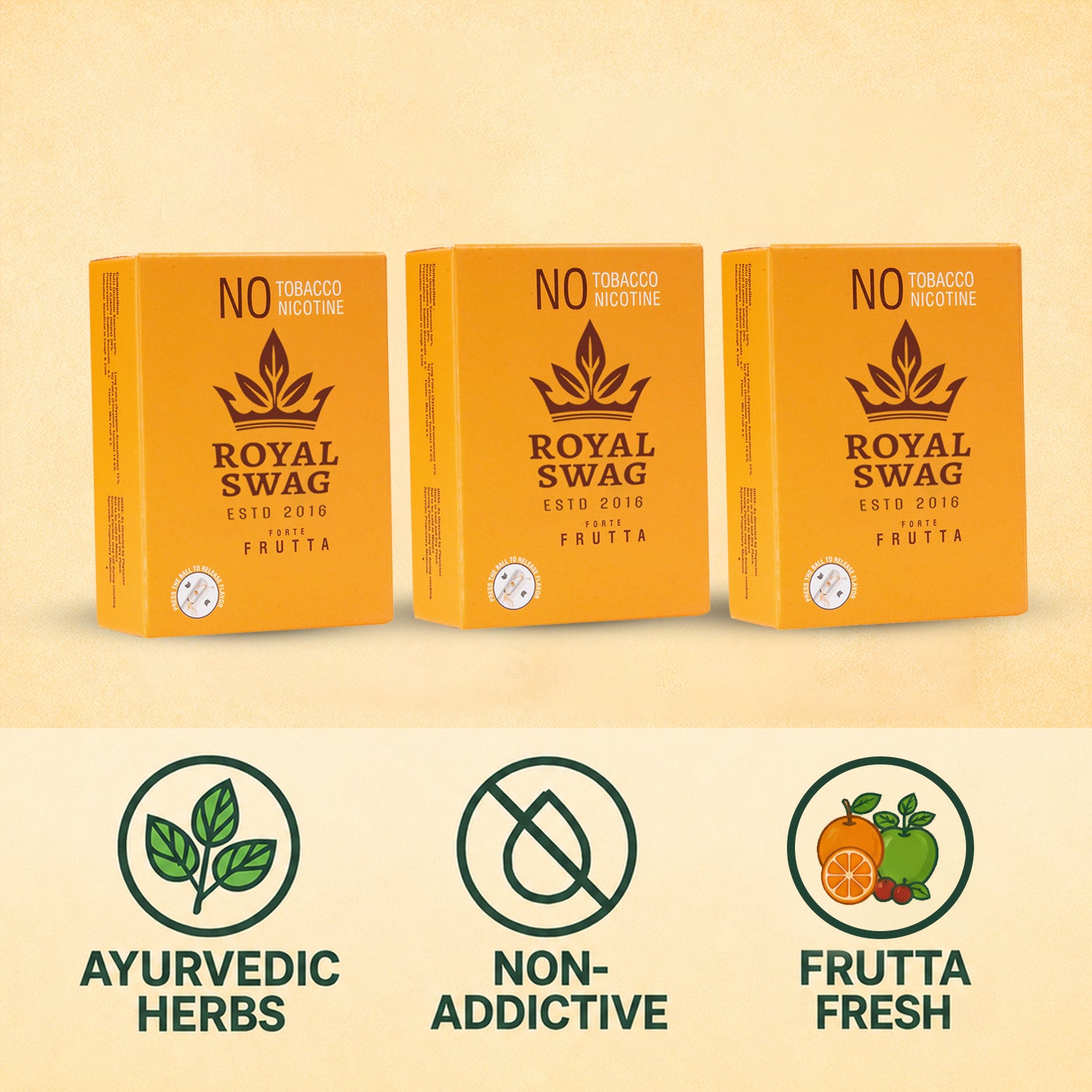 Royal Swag Herbal Cigarettes Frutta Flavour - Tobacco Free (60 Sticks - Pack of 3)